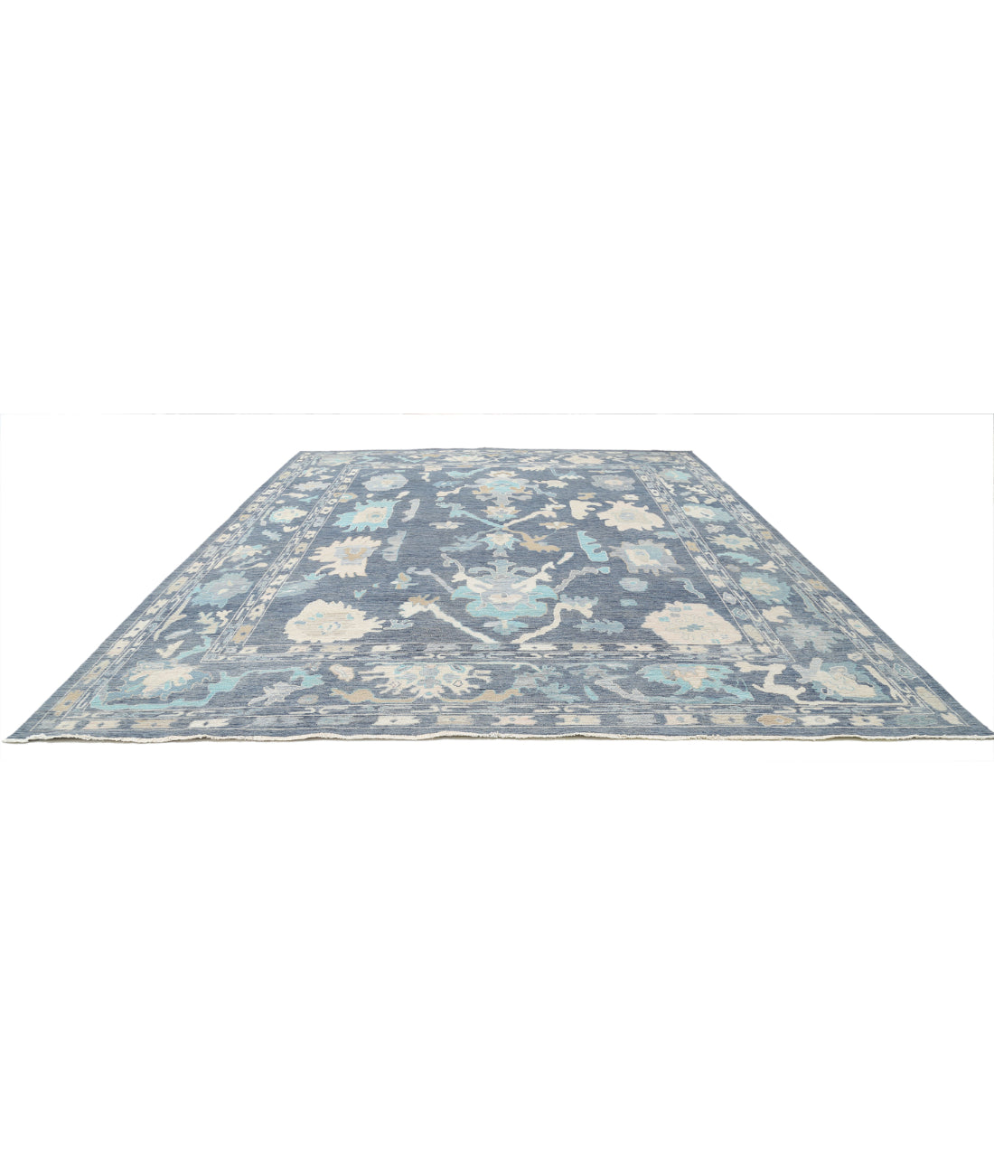 Oushak 11'11'' X 14'10'' Hand-Knotted Wool Rug 11'11'' x 14'10'' (358 X 445) / Blue / Blue