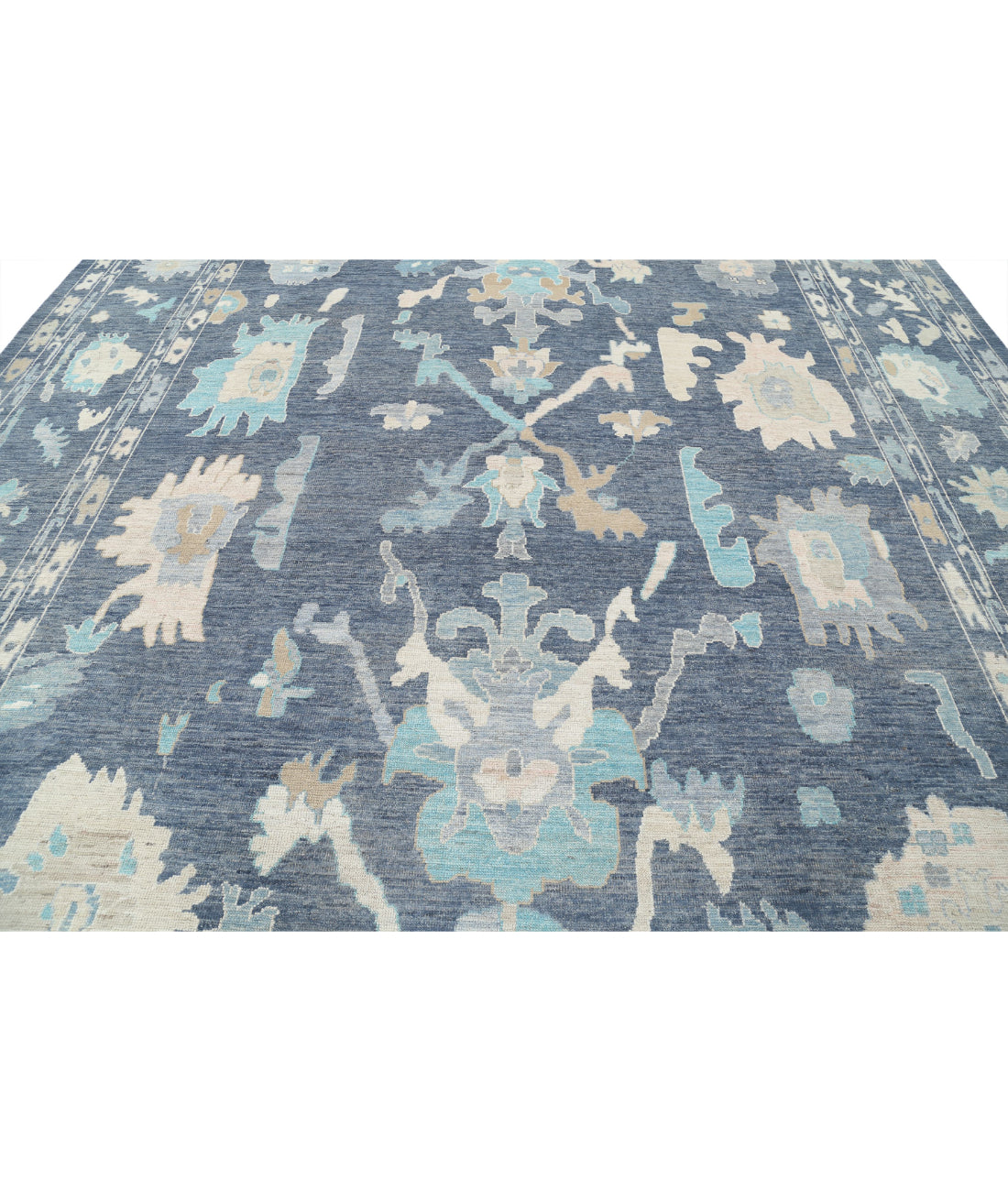 Oushak 11'11'' X 14'10'' Hand-Knotted Wool Rug 11'11'' x 14'10'' (358 X 445) / Blue / Blue