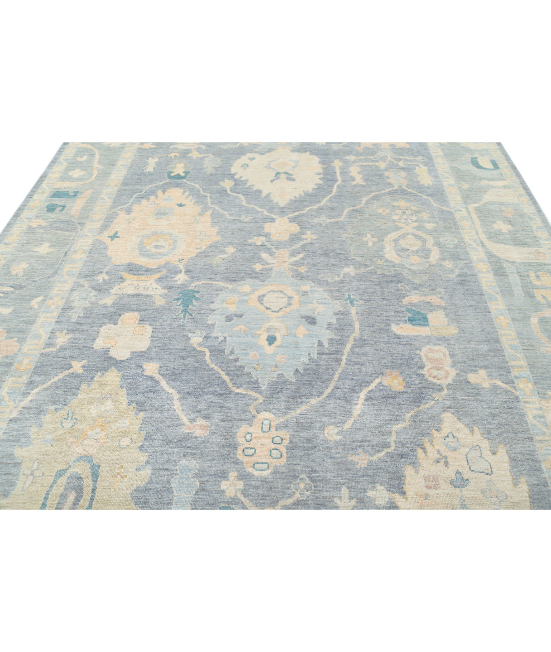 Oushak 8'11'' X 11'7'' Hand-Knotted Wool Rug 8'11'' x 11'7'' (268 X 348) / Blue / Grey