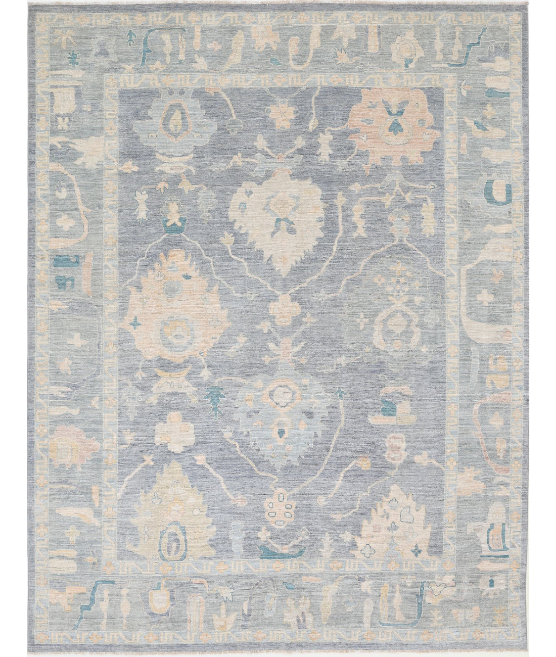 Oushak 8'11'' X 11'7'' Hand-Knotted Wool Rug 8'11'' x 11'7'' (268 X 348) / Blue / Grey