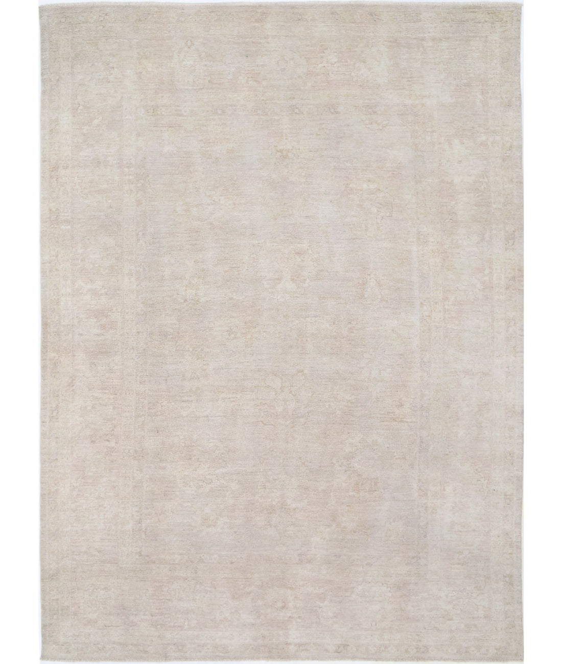 Oushak 8'8'' X 11'10'' Hand-Knotted Wool Rug 8'8'' x 11'10'' (260 X 355) / Ivory / Taupe