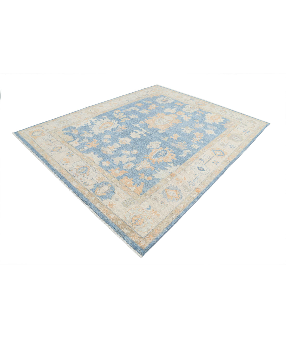 Oushak 7'11'' X 9'10'' Hand-Knotted Wool Rug 7'11'' x 9'10'' (238 X 295) / Blue / Ivory