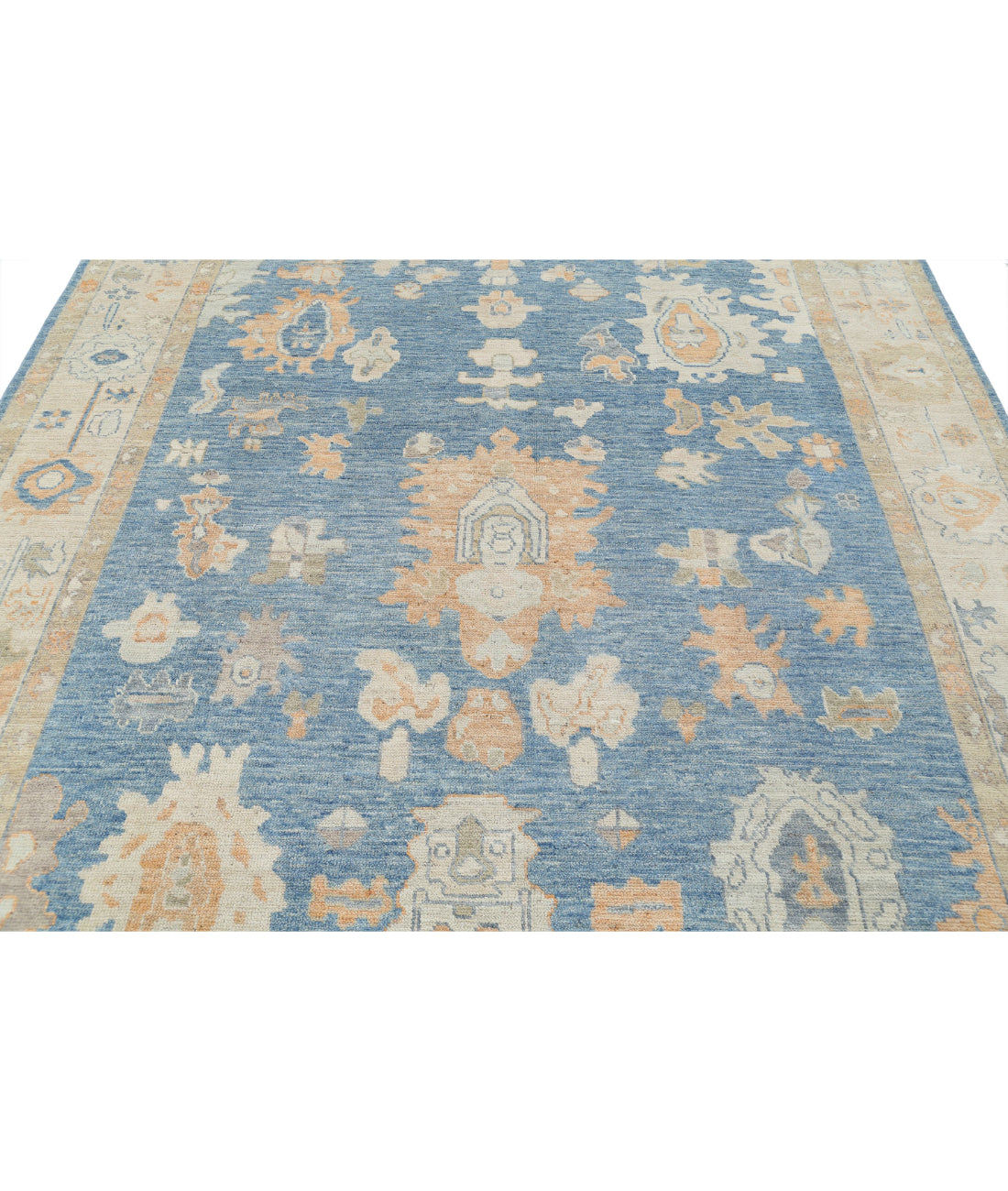 Oushak 7'11'' X 9'10'' Hand-Knotted Wool Rug 7'11'' x 9'10'' (238 X 295) / Blue / Ivory