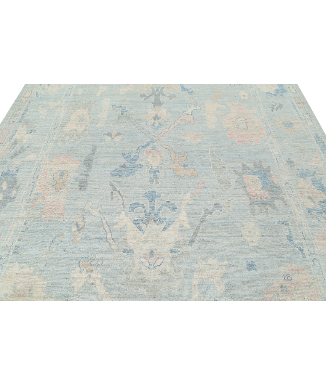 Oushak 8'4'' X 10'1'' Hand-Knotted Wool Rug 8'4'' x 10'1'' (250 X 303) / Blue / Ivory