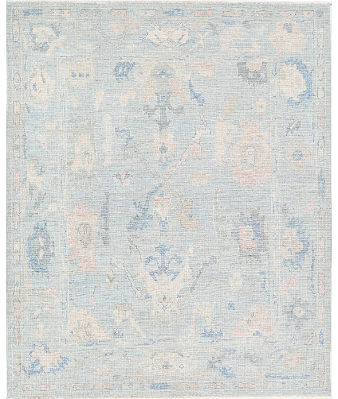 Oushak 8'4'' X 10'1'' Hand-Knotted Wool Rug 8'4'' x 10'1'' (250 X 303) / Blue / Ivory