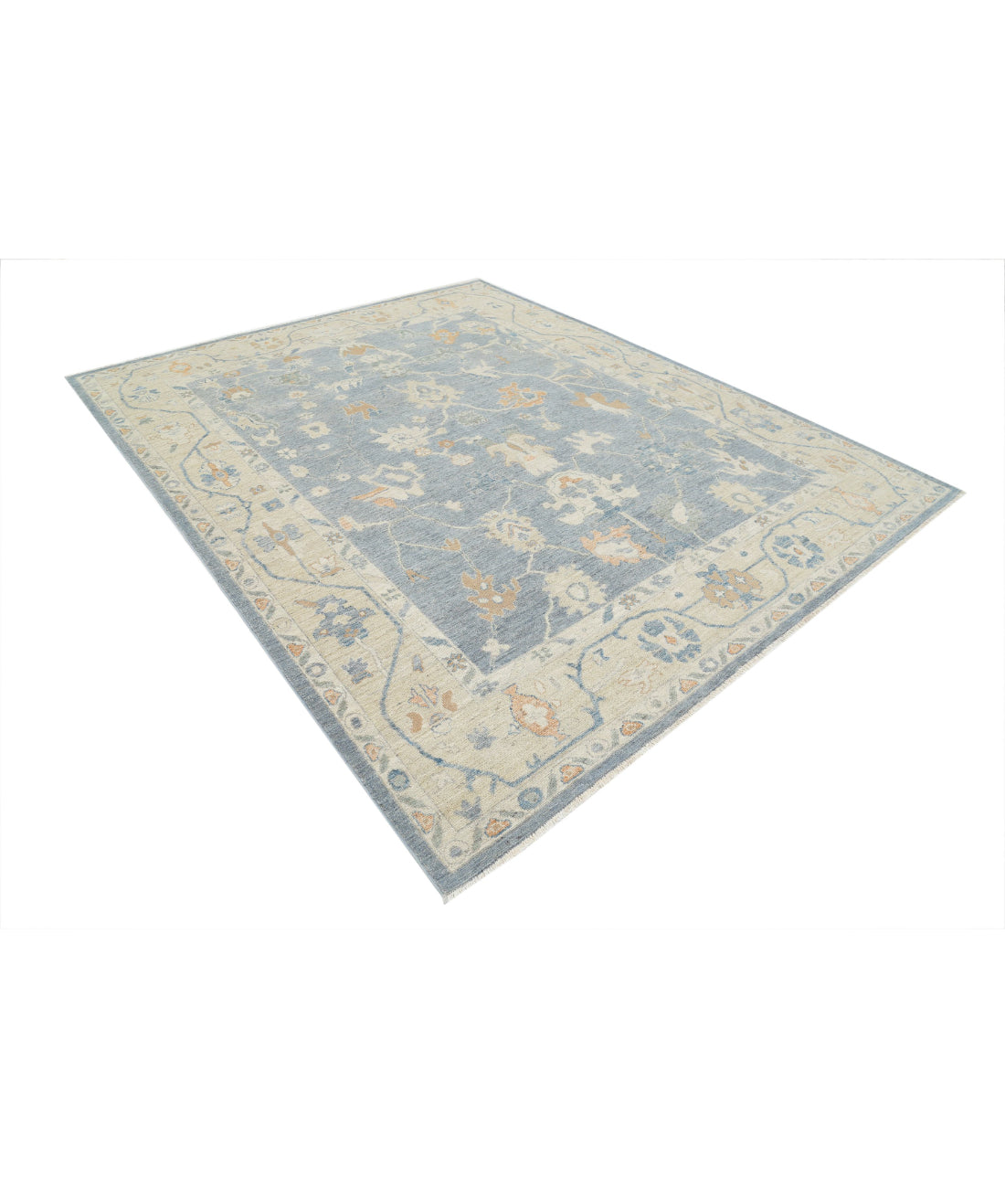 Oushak 8'1'' X 9'11'' Hand-Knotted Wool Rug 8'1'' x 9'11'' (243 X 298) / Blue / Beige