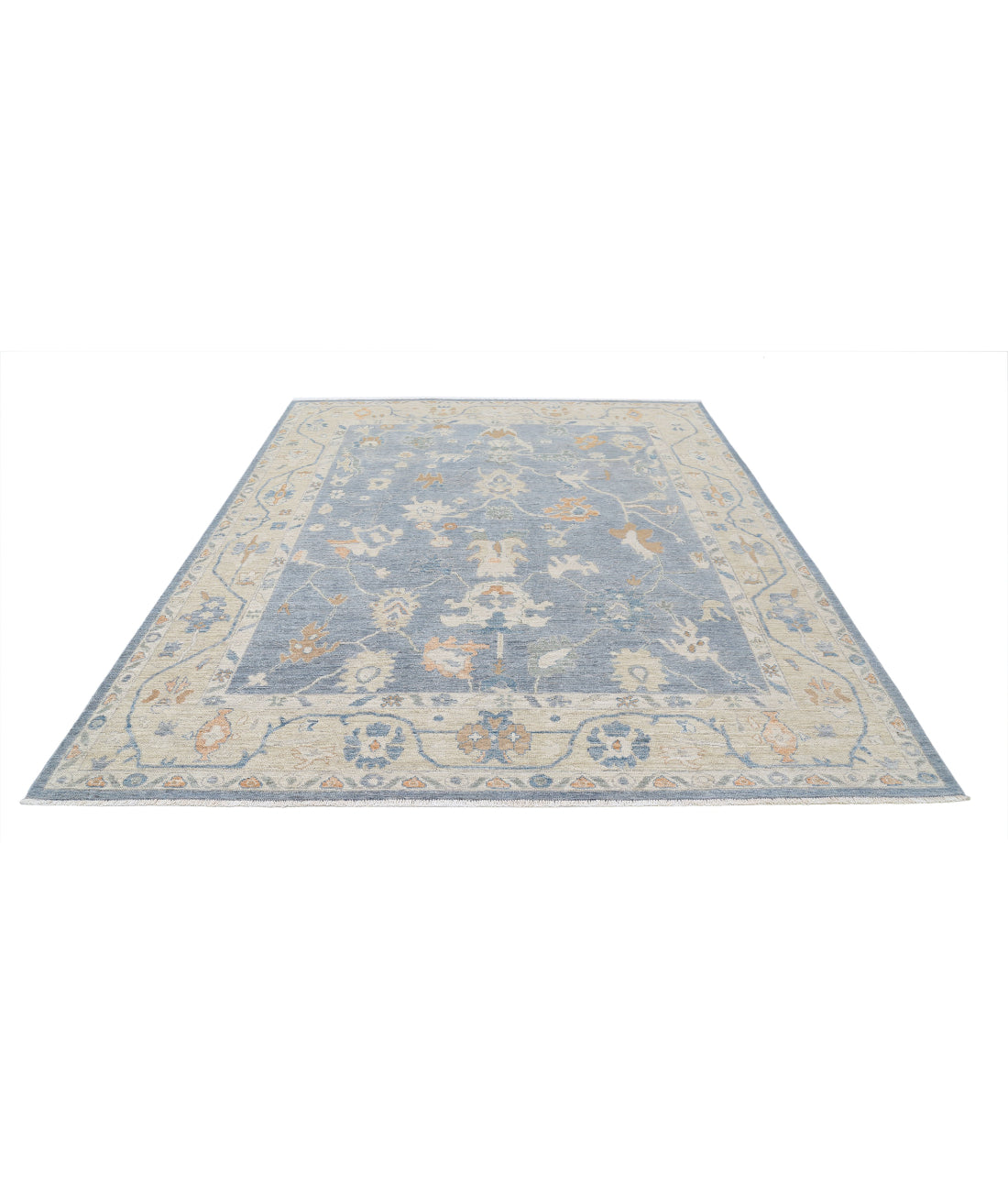 Oushak 8'1'' X 9'11'' Hand-Knotted Wool Rug 8'1'' x 9'11'' (243 X 298) / Blue / Beige