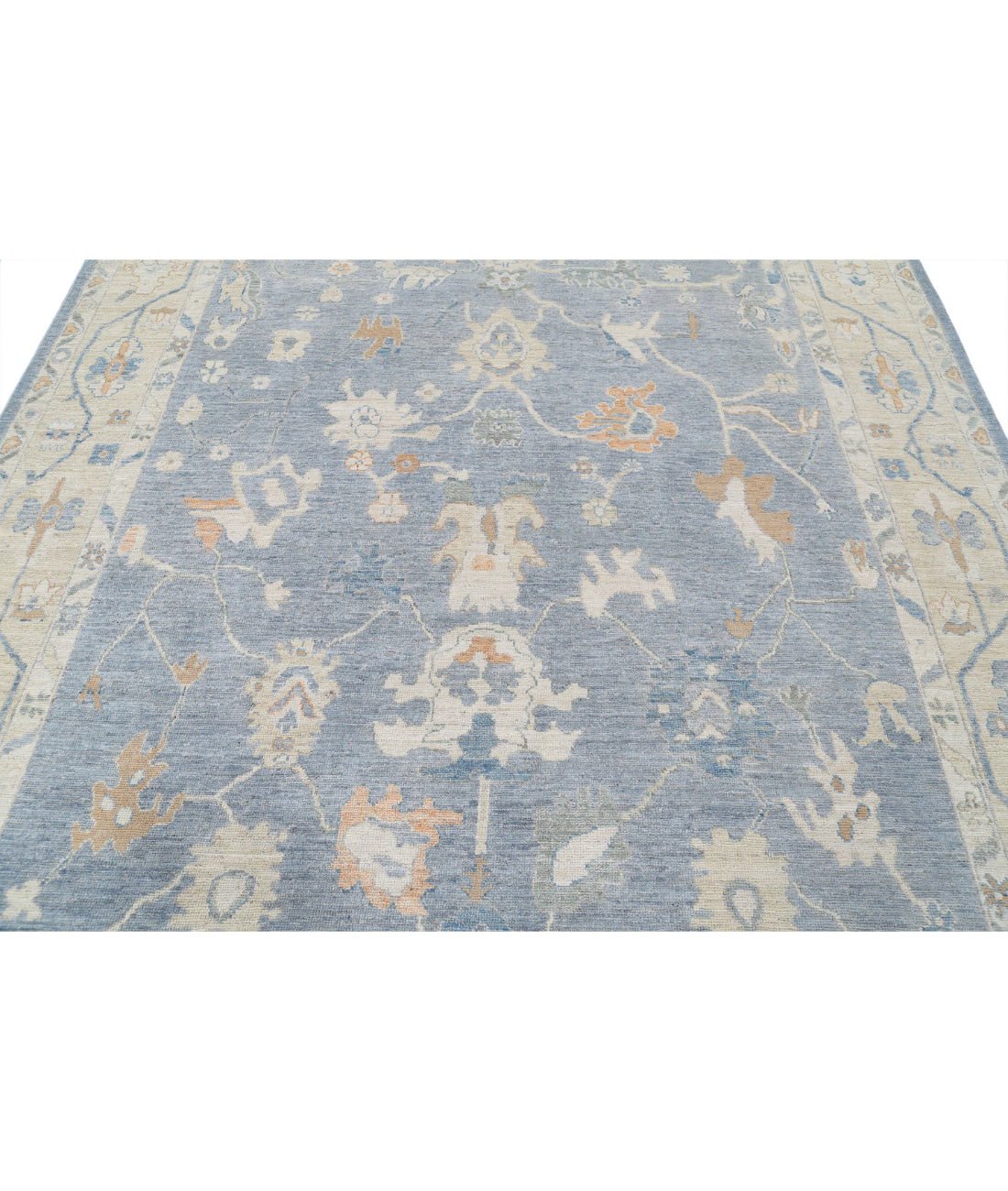 Oushak 8'1'' X 9'11'' Hand-Knotted Wool Rug 8'1'' x 9'11'' (243 X 298) / Blue / Beige