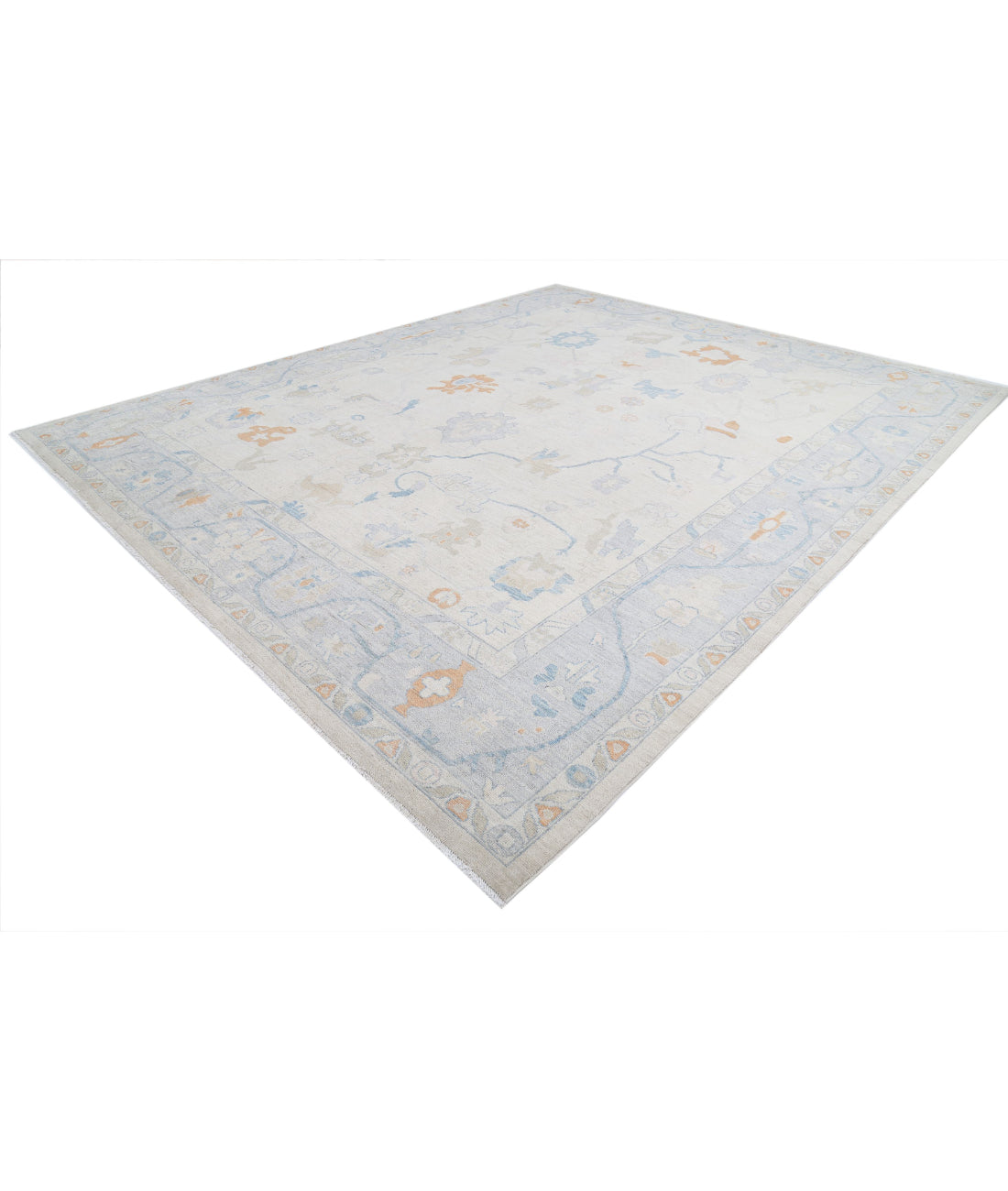 Oushak 12'1'' X 14'6'' Hand-Knotted Wool Rug 12'1'' x 14'6'' (363 X 435) / Ivory / Grey