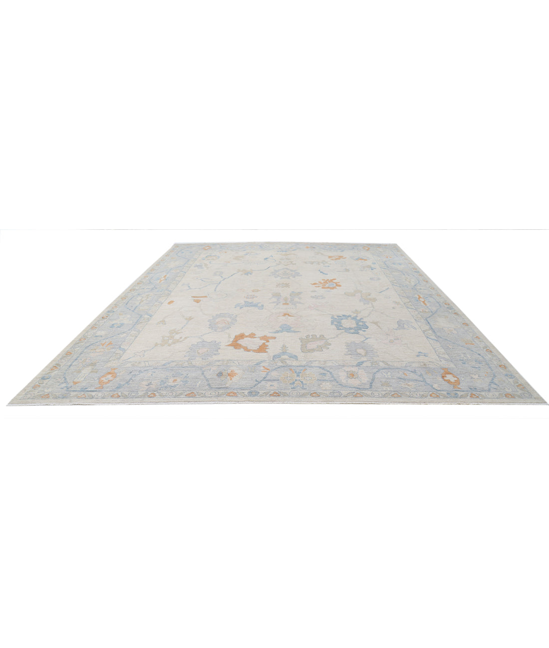 Oushak 12'1'' X 14'6'' Hand-Knotted Wool Rug 12'1'' x 14'6'' (363 X 435) / Ivory / Grey