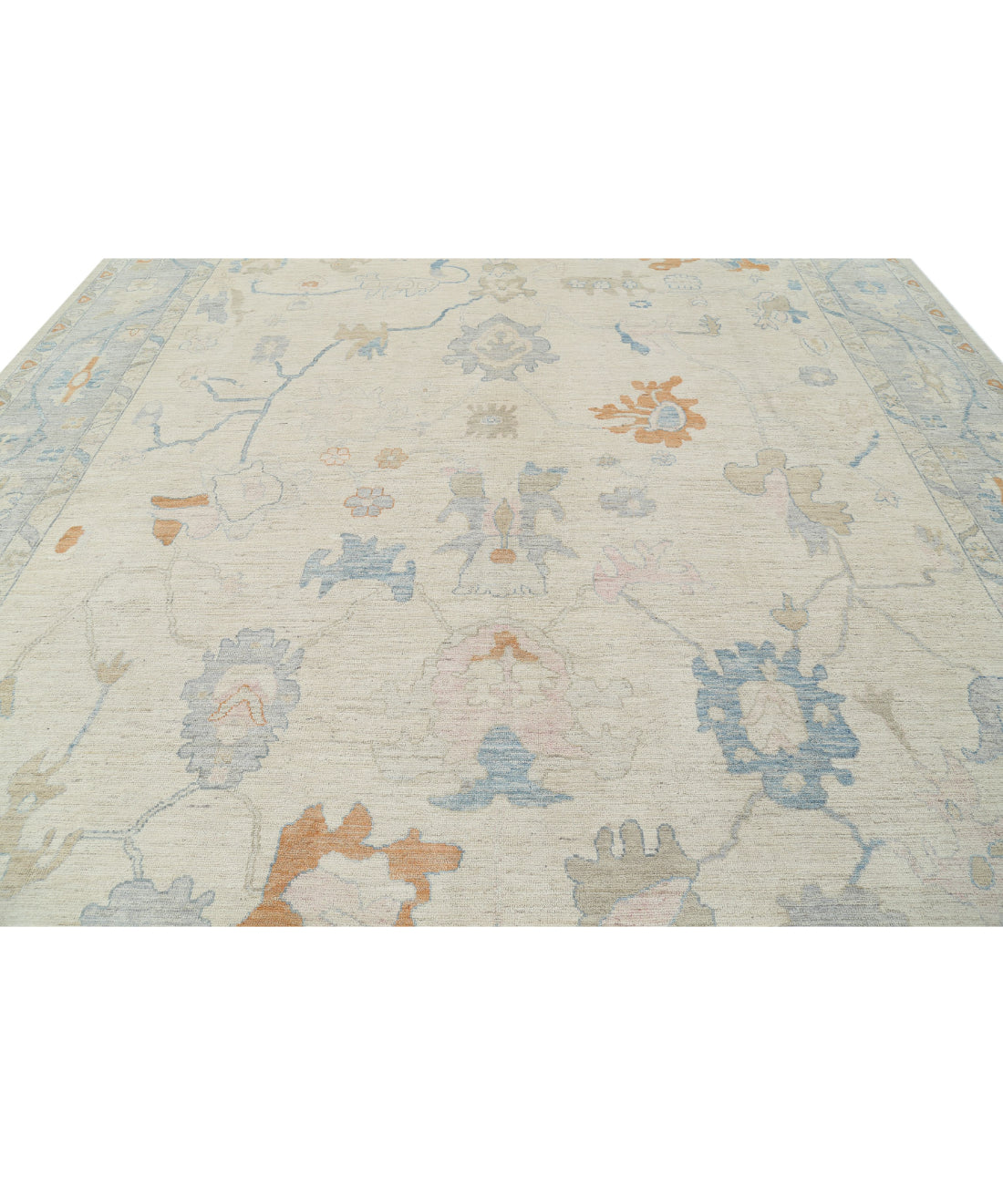 Oushak 12'1'' X 14'6'' Hand-Knotted Wool Rug 12'1'' x 14'6'' (363 X 435) / Ivory / Grey