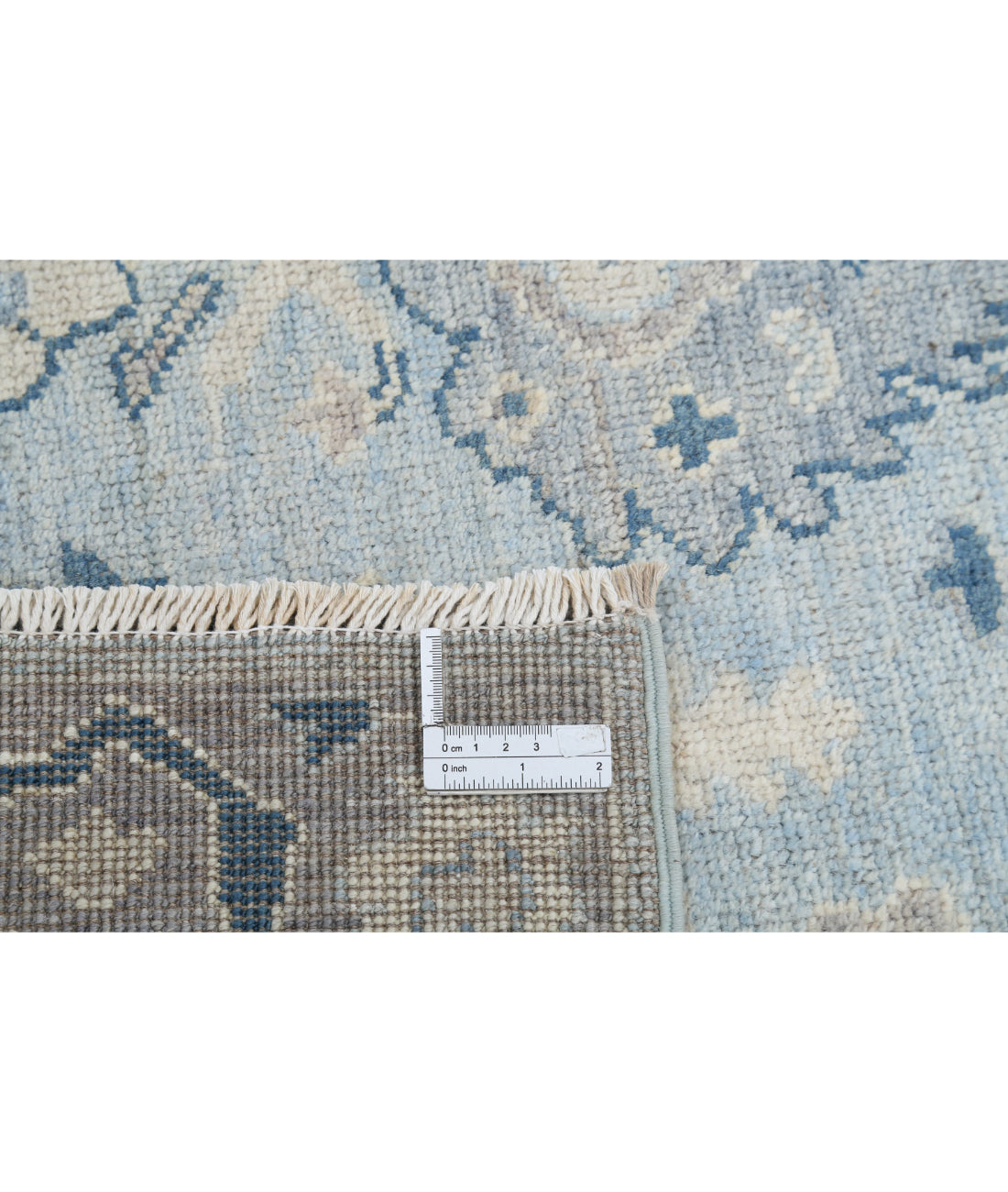 Oushak 3'2'' X 9'7'' Hand-Knotted Wool Rug 3'2'' x 9'7'' (95 X 288) / Blue / Taupe