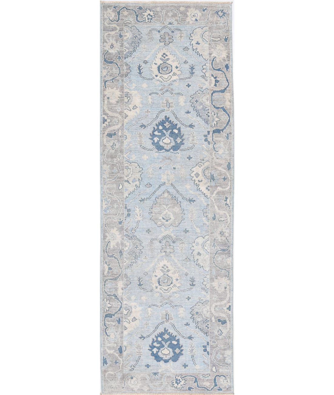 Oushak 3'2'' X 9'7'' Hand-Knotted Wool Rug 3'2'' x 9'7'' (95 X 288) / Blue / Taupe