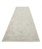 Oushak 4'1'' X 12'6'' Hand-Knotted Wool Rug 4'1'' x 12'6'' (123 X 375) / Ivory / Grey