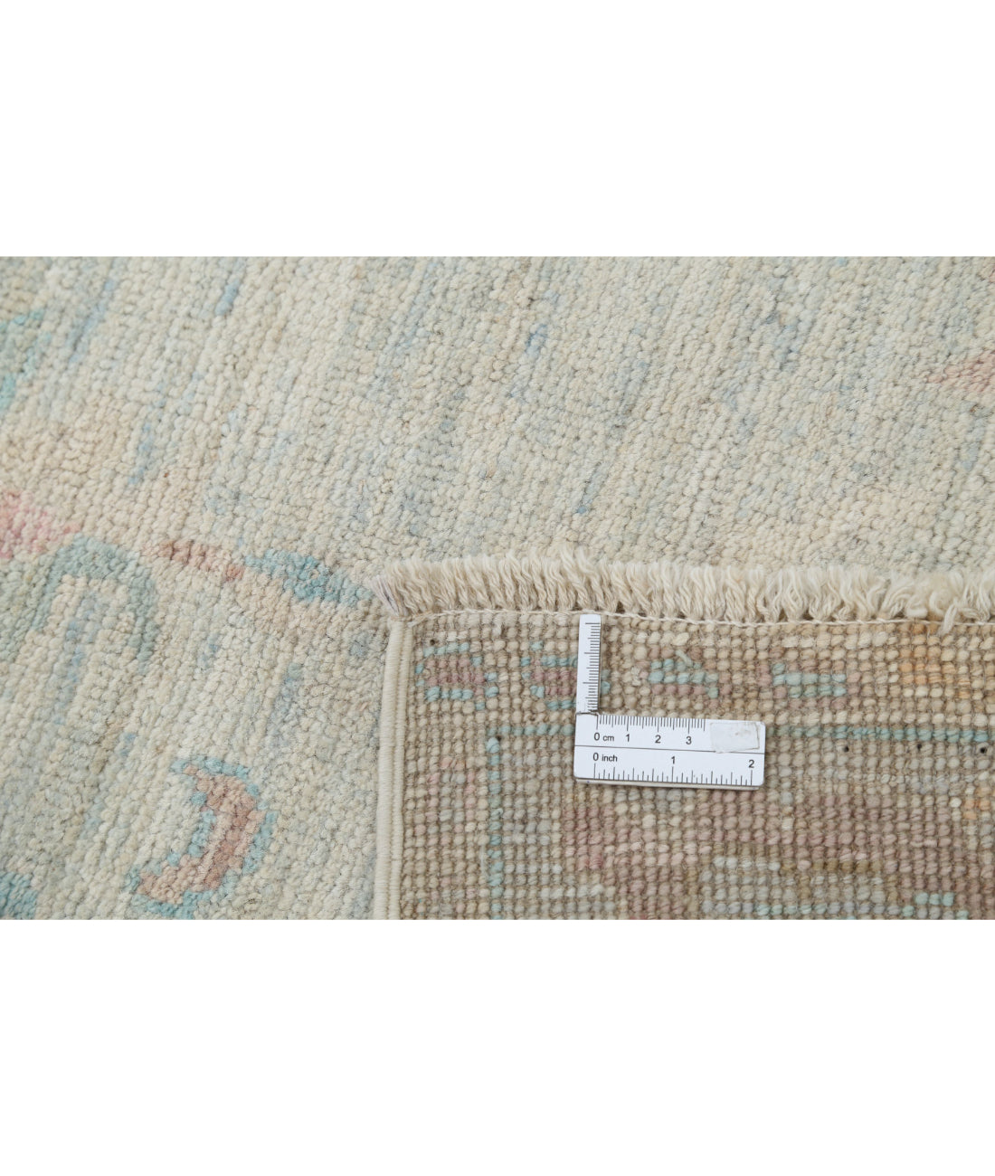 Oushak 4'1'' X 12'6'' Hand-Knotted Wool Rug 4'1'' x 12'6'' (123 X 375) / Ivory / Grey