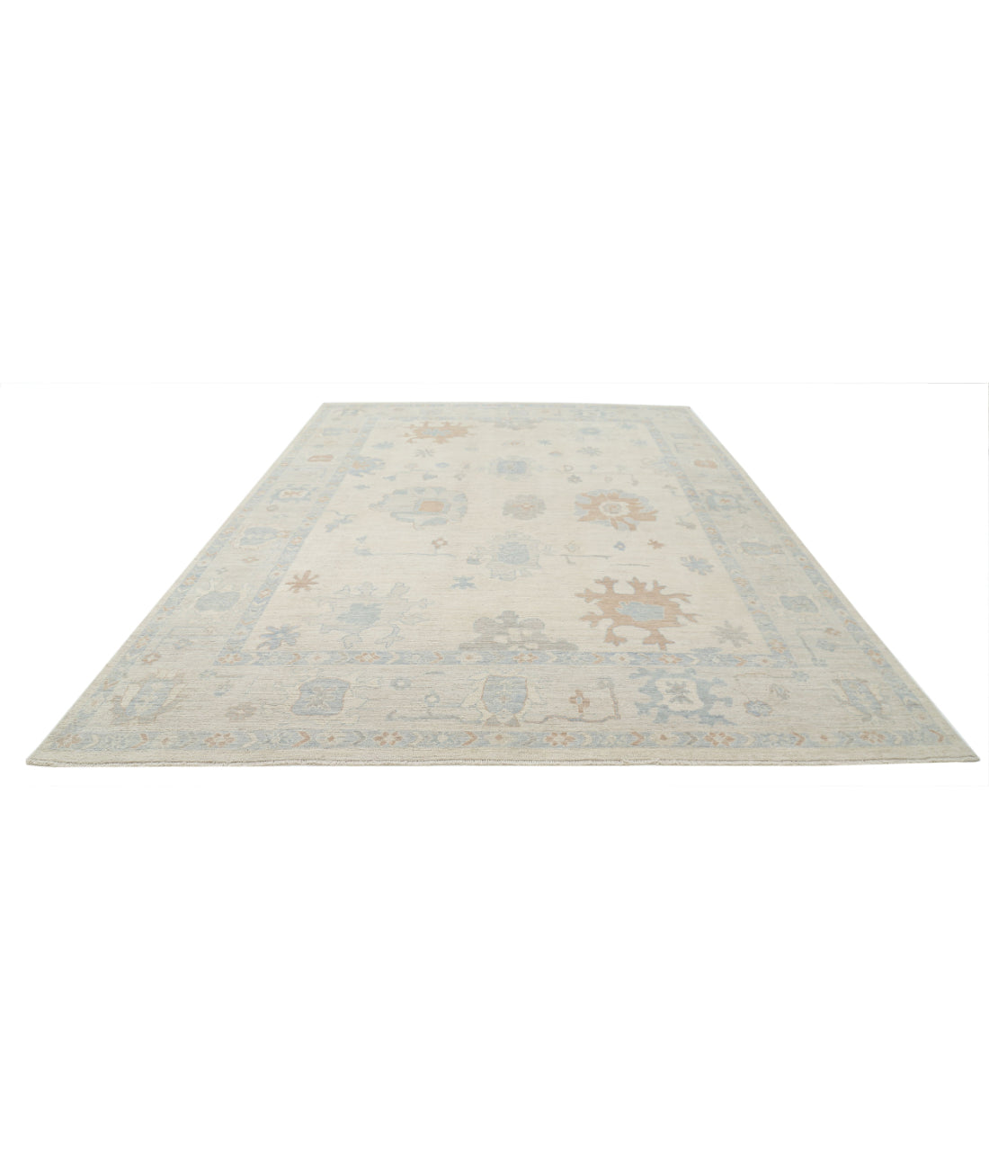 Oushak 9'9'' X 13'4'' Hand-Knotted Wool Rug 9'9'' x 13'4'' (293 X 400) / Ivory / Grey