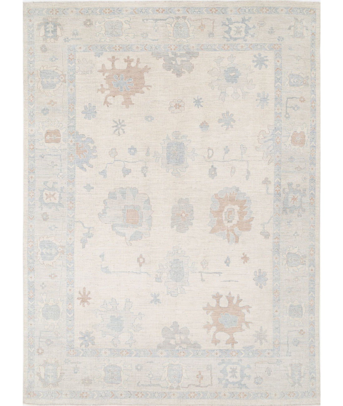 Oushak 9'9'' X 13'4'' Hand-Knotted Wool Rug 9'9'' x 13'4'' (293 X 400) / Ivory / Grey