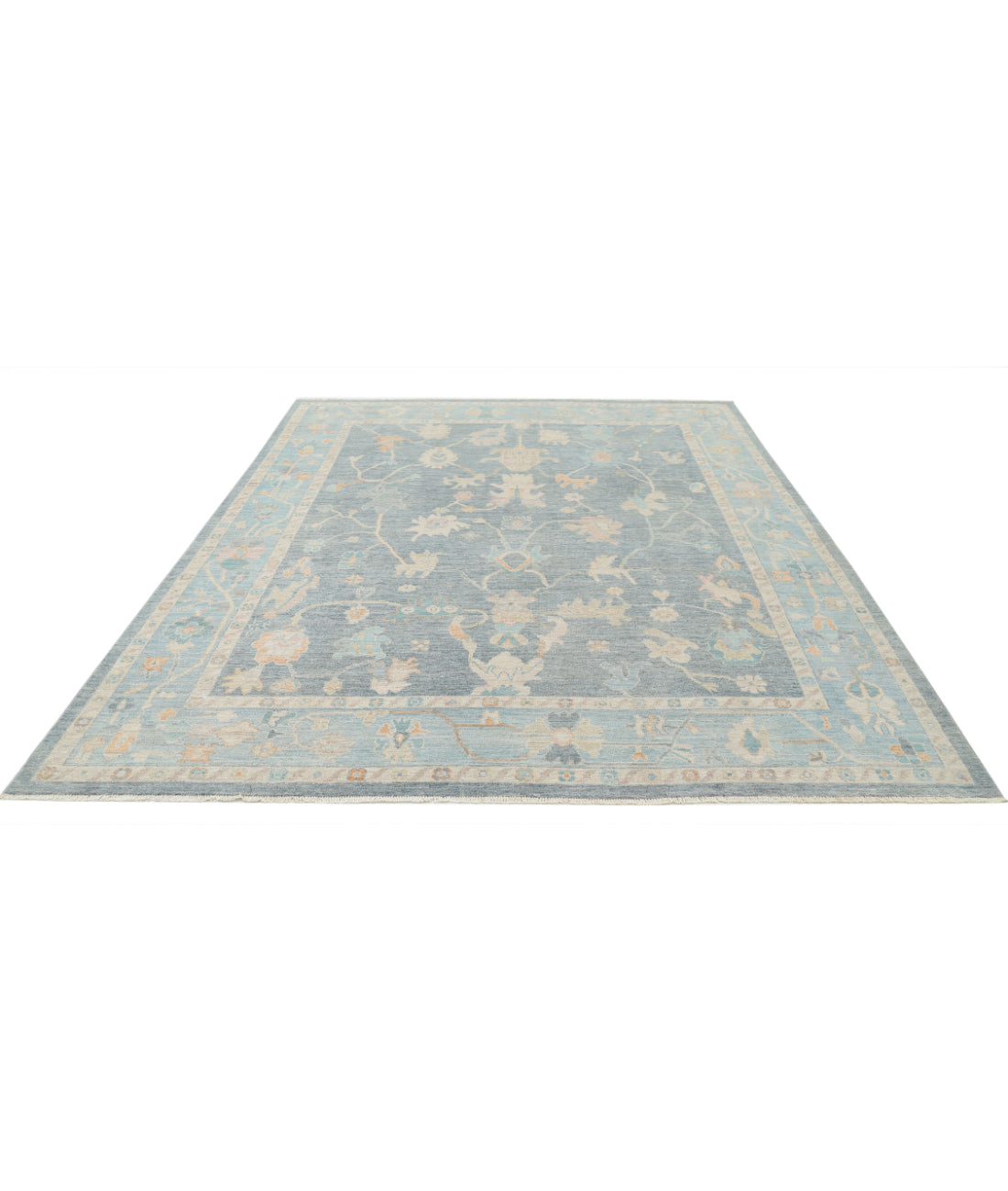 Oushak 8'4'' X 9'11'' Hand-Knotted Wool Rug 8'4'' x 9'11'' (250 X 298) / Blue / Green