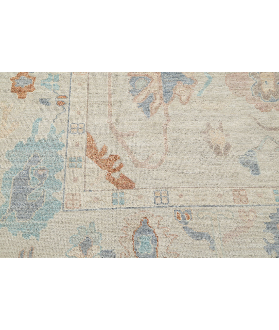 Oushak 9'1'' X 12'0'' Hand-Knotted Wool Rug 9'1'' x 12'0'' (273 X 360) / Beige / Blue