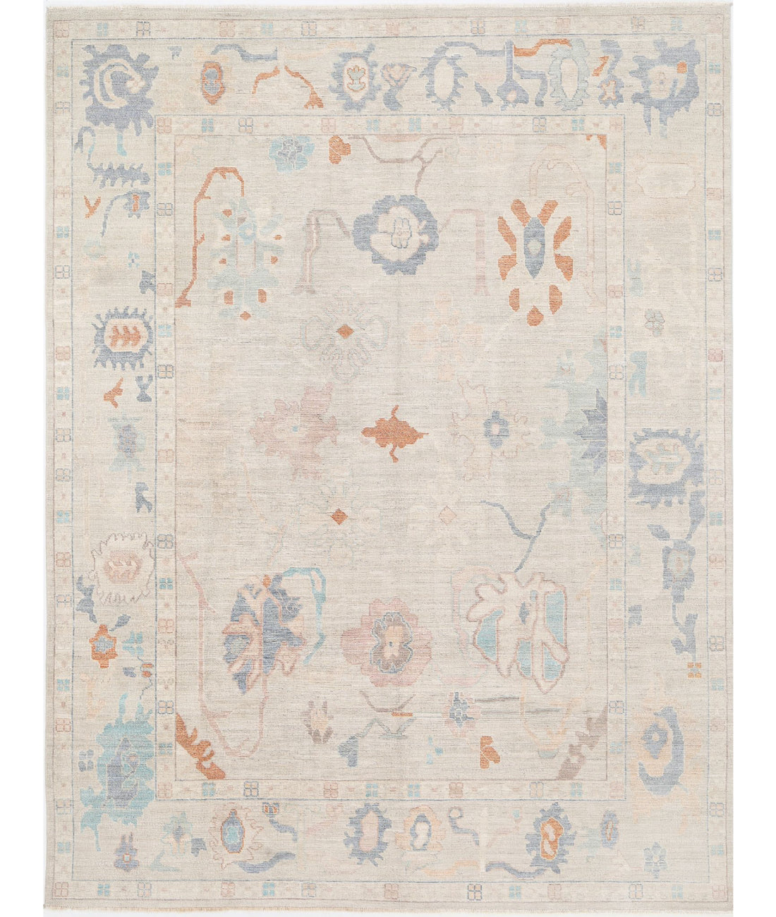 Oushak 9'1'' X 12'0'' Hand-Knotted Wool Rug 9'1'' x 12'0'' (273 X 360) / Beige / Blue