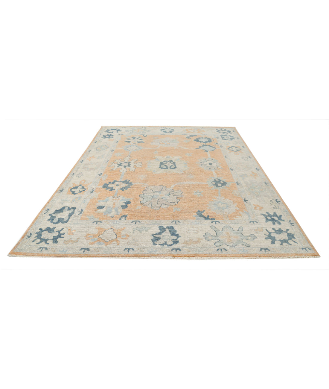 Oushak 8'0'' X 9'10'' Hand-Knotted Wool Rug 8'0'' x 9'10'' (240 X 295) / Peach / Ivory