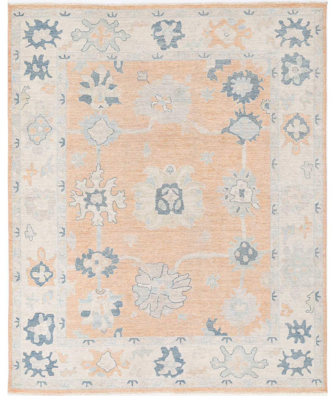 Oushak 8'0'' X 9'10'' Hand-Knotted Wool Rug 8'0'' x 9'10'' (240 X 295) / Peach / Ivory