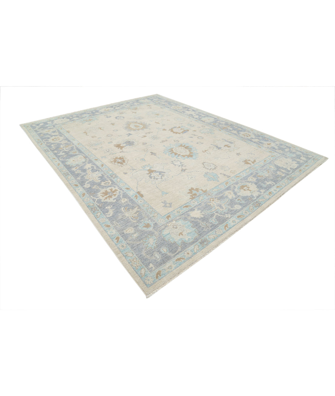 Oushak 9'2'' X 11'9'' Hand-Knotted Wool Rug 9'2'' x 11'9'' (275 X 353) / Ivory / Grey