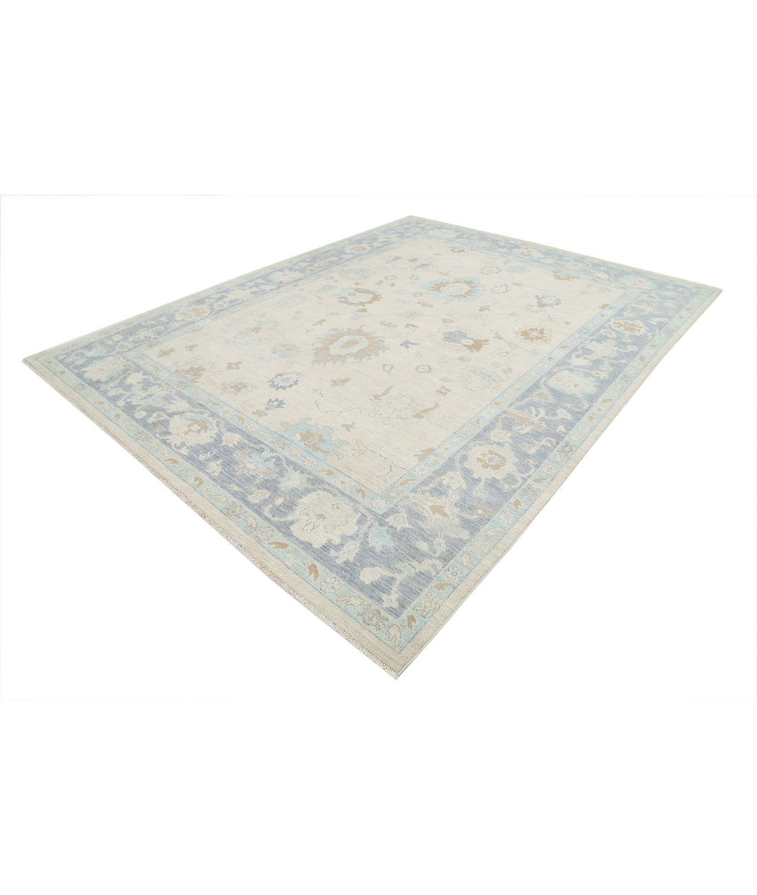 Oushak 9'2'' X 11'9'' Hand-Knotted Wool Rug 9'2'' x 11'9'' (275 X 353) / Ivory / Grey