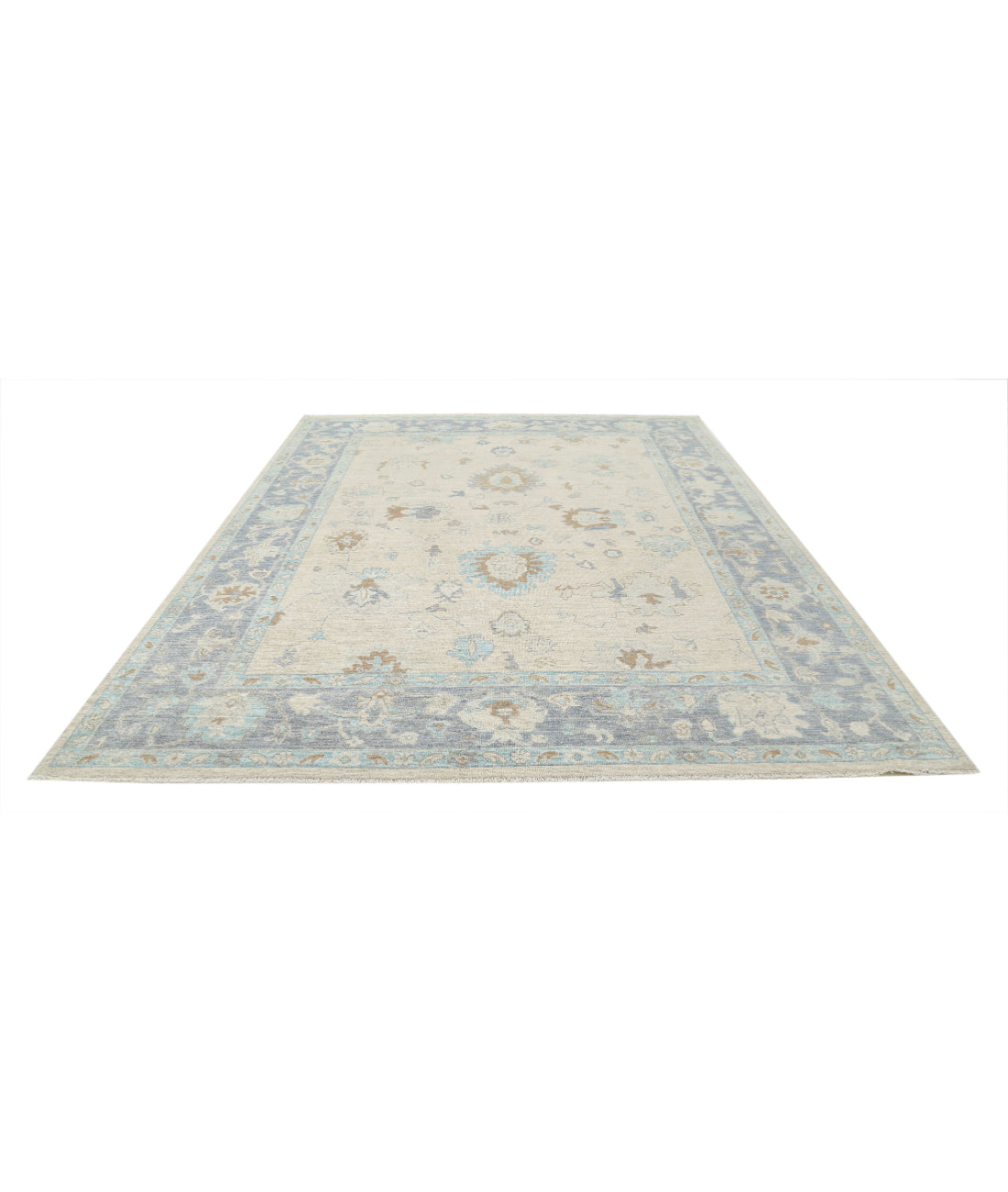 Oushak 9'2'' X 11'9'' Hand-Knotted Wool Rug 9'2'' x 11'9'' (275 X 353) / Ivory / Grey