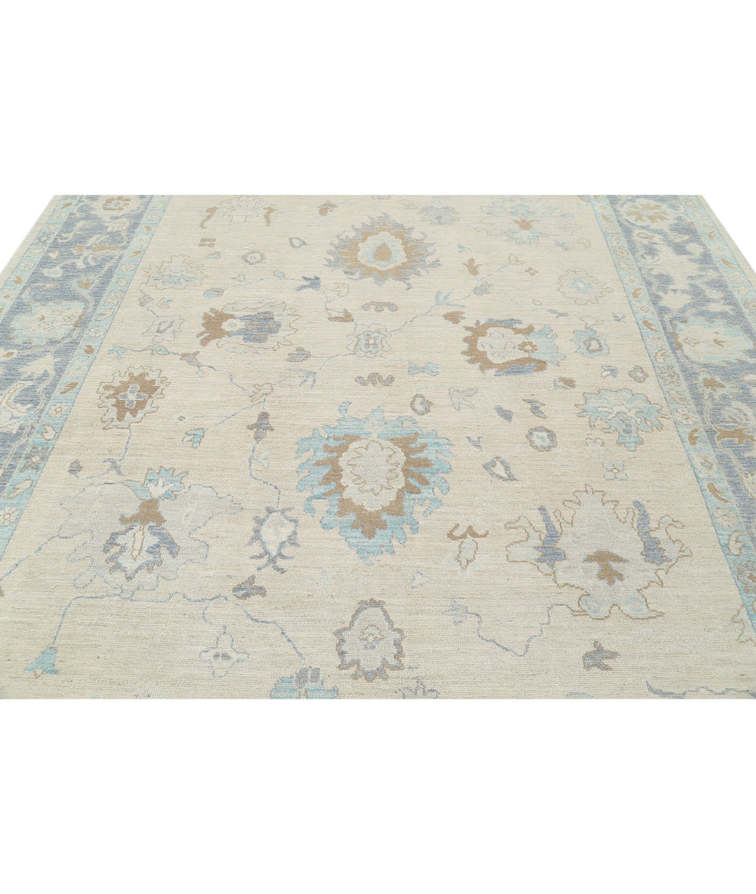 Oushak 9'2'' X 11'9'' Hand-Knotted Wool Rug 9'2'' x 11'9'' (275 X 353) / Ivory / Grey