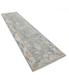 Oushak 3'3'' X 12'4'' Hand-Knotted Wool Rug 3'3'' x 12'4'' (98 X 370) / Grey / Blue