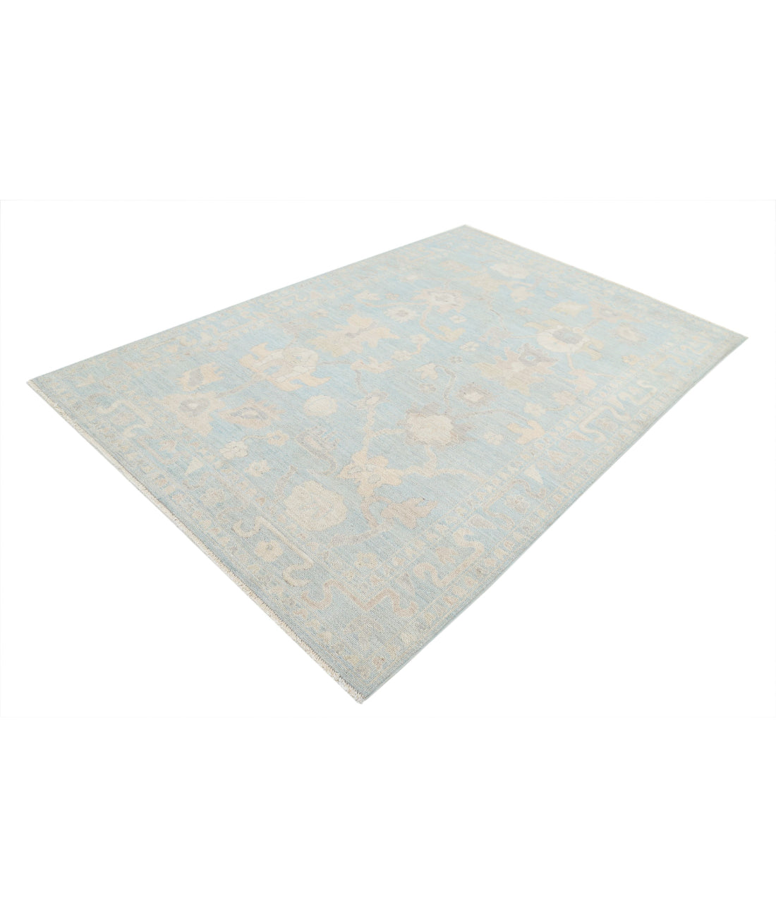 Oushak 6'0'' X 8'10'' Hand-Knotted Wool Rug 6'0'' x 8'10'' (180 X 265) / Green / Ivory