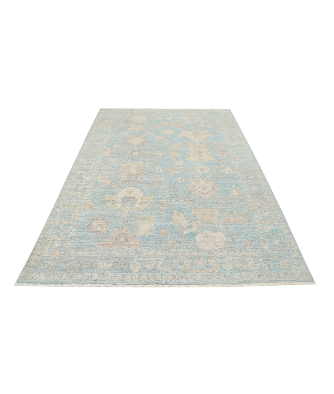 Oushak 6'0'' X 8'10'' Hand-Knotted Wool Rug 6'0'' x 8'10'' (180 X 265) / Green / Ivory