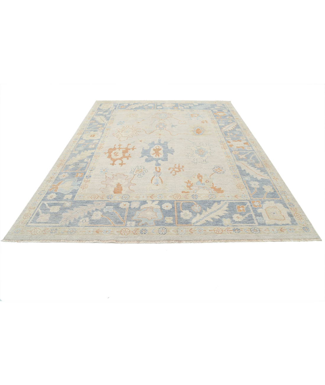 Oushak 7'10'' X 10'0'' Hand-Knotted Wool Rug 7'10'' x 10'0'' (235 X 300) / Ivory / Grey