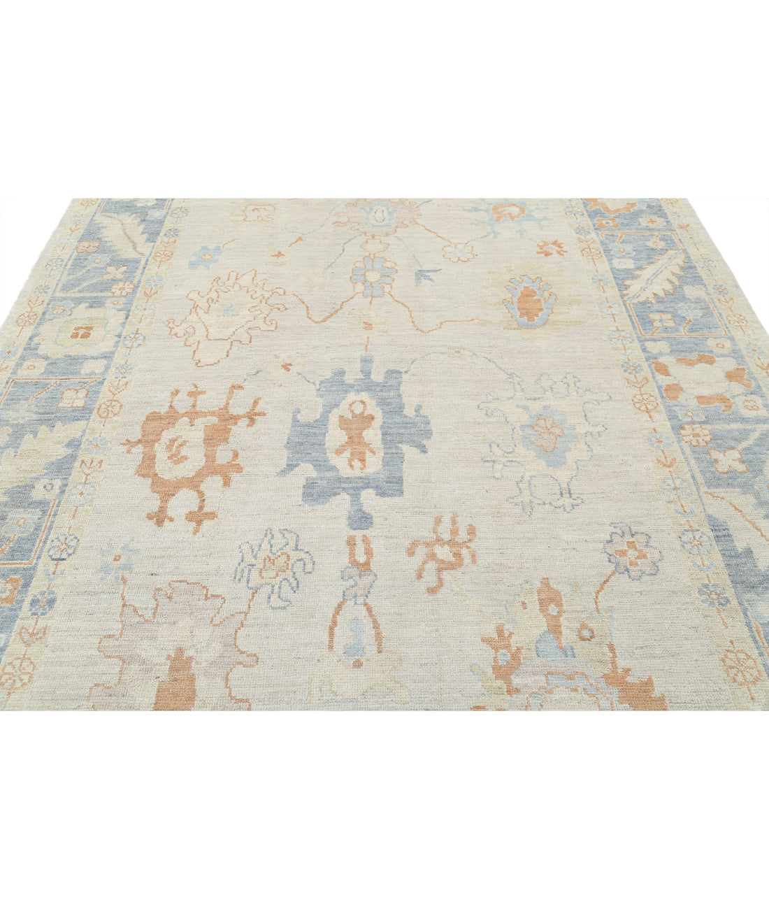 Oushak 7'10'' X 10'0'' Hand-Knotted Wool Rug 7'10'' x 10'0'' (235 X 300) / Ivory / Grey