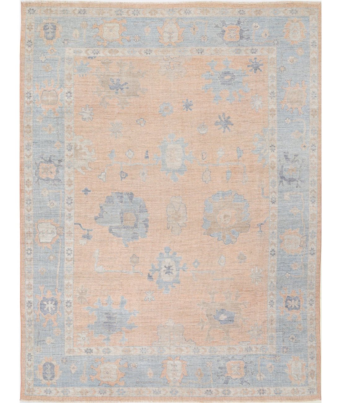 Oushak 9'2'' X 12'1'' Hand-Knotted Wool Rug 9'2'' x 12'1'' (275 X 363) / Peach / Blue