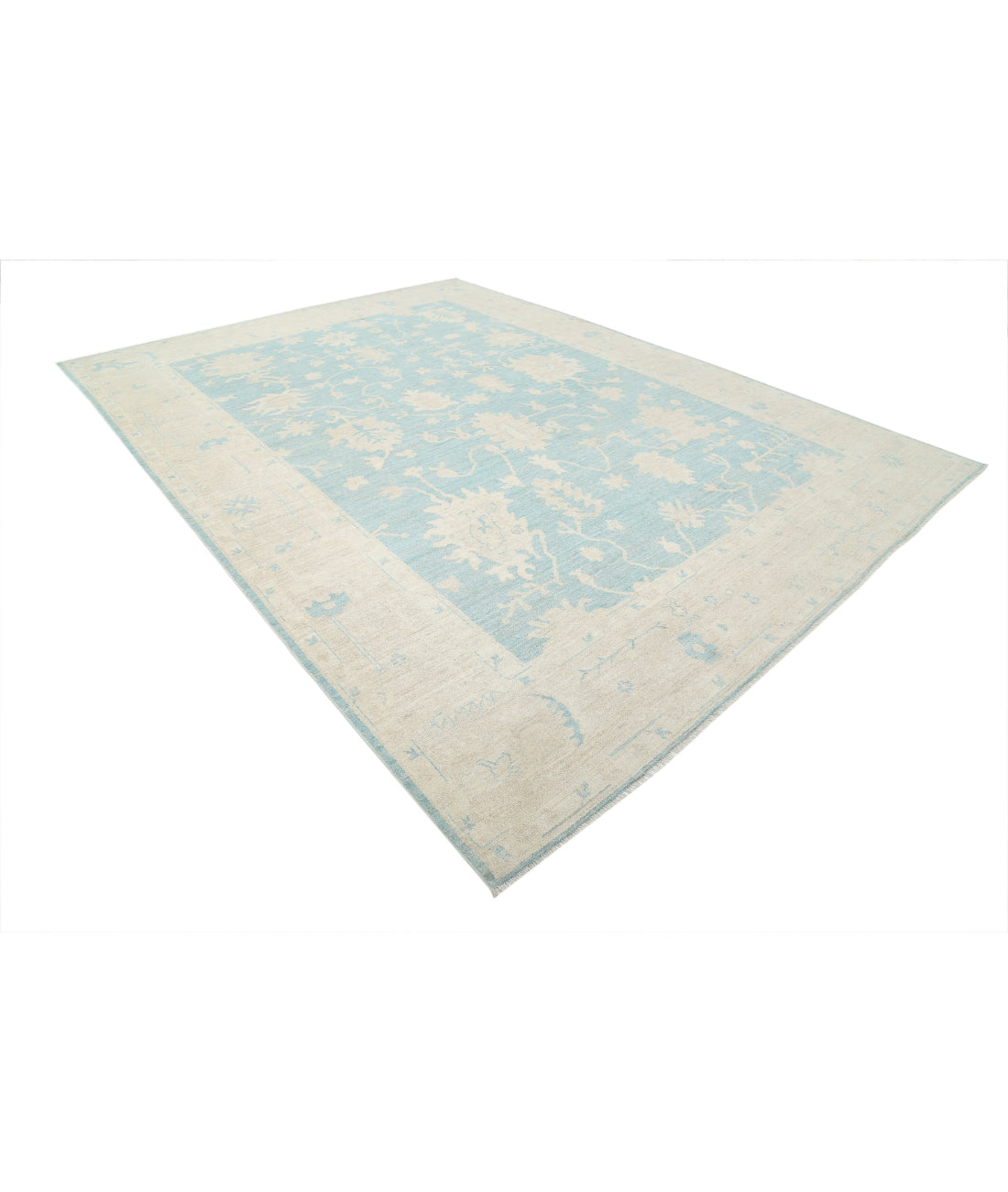 Oushak 9'8'' X 13'2'' Hand-Knotted Wool Rug 9'8'' x 13'2'' (290 X 395) / Green / Taupe