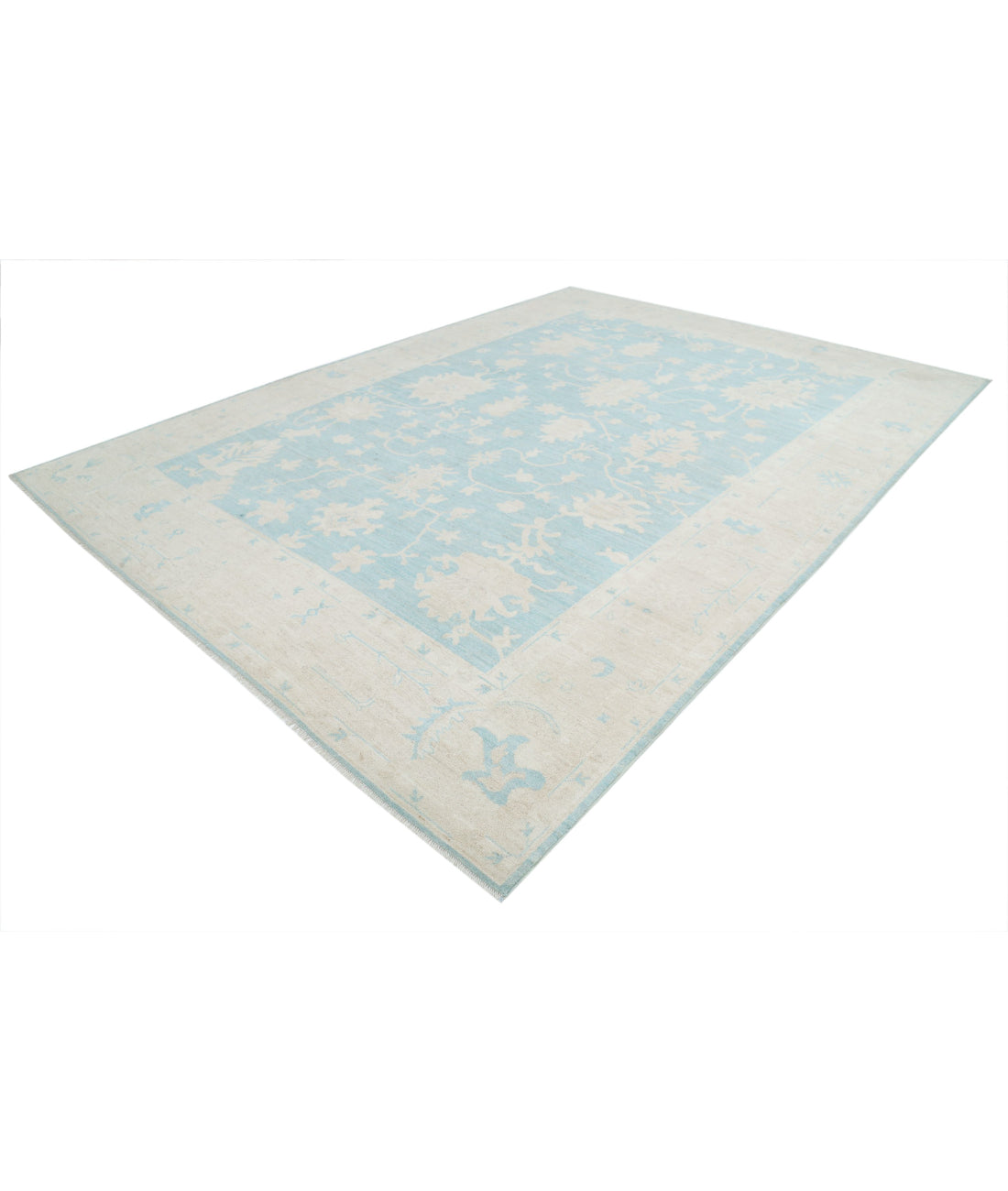 Oushak 9'8'' X 13'2'' Hand-Knotted Wool Rug 9'8'' x 13'2'' (290 X 395) / Green / Taupe