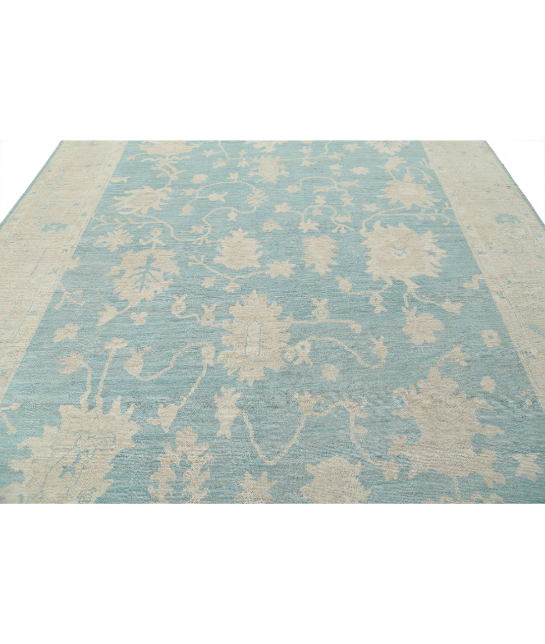 Oushak 9'8'' X 13'2'' Hand-Knotted Wool Rug 9'8'' x 13'2'' (290 X 395) / Green / Taupe