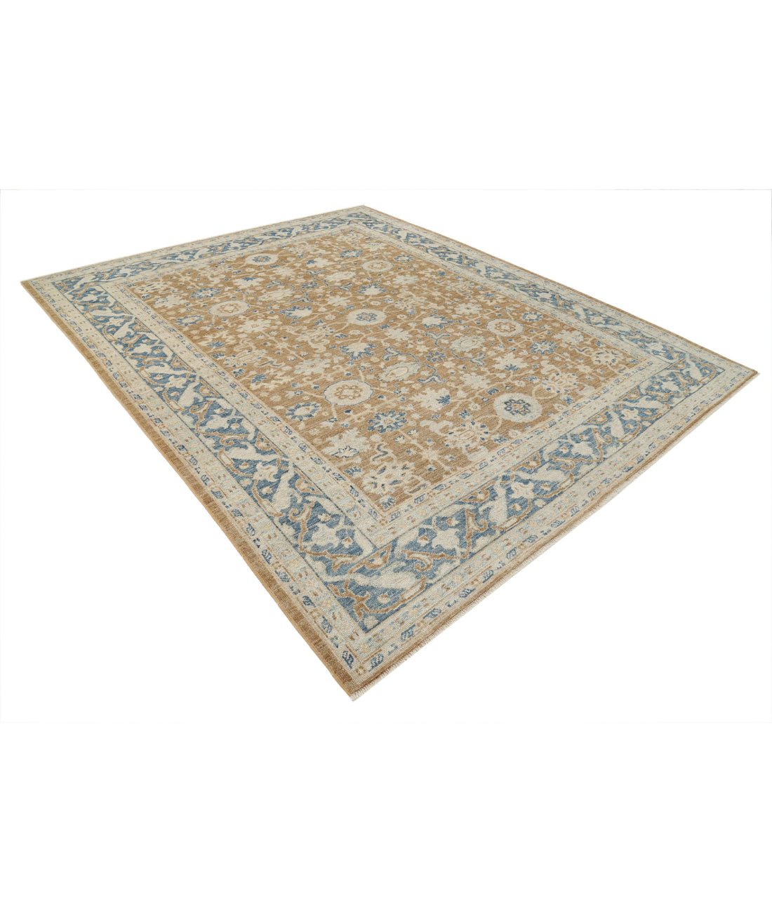 Oushak 8'8'' X 10'4'' Hand-Knotted Wool Rug 8'8'' x 10'4'' (260 X 310) / Brown / Blue