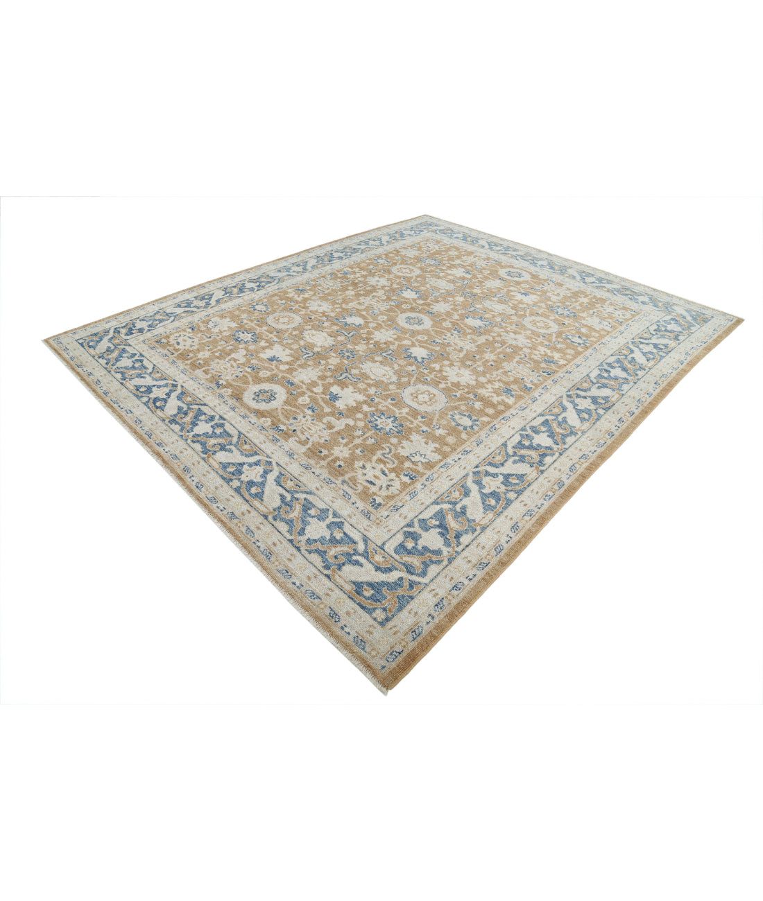 Oushak 8'8'' X 10'4'' Hand-Knotted Wool Rug 8'8'' x 10'4'' (260 X 310) / Brown / Blue