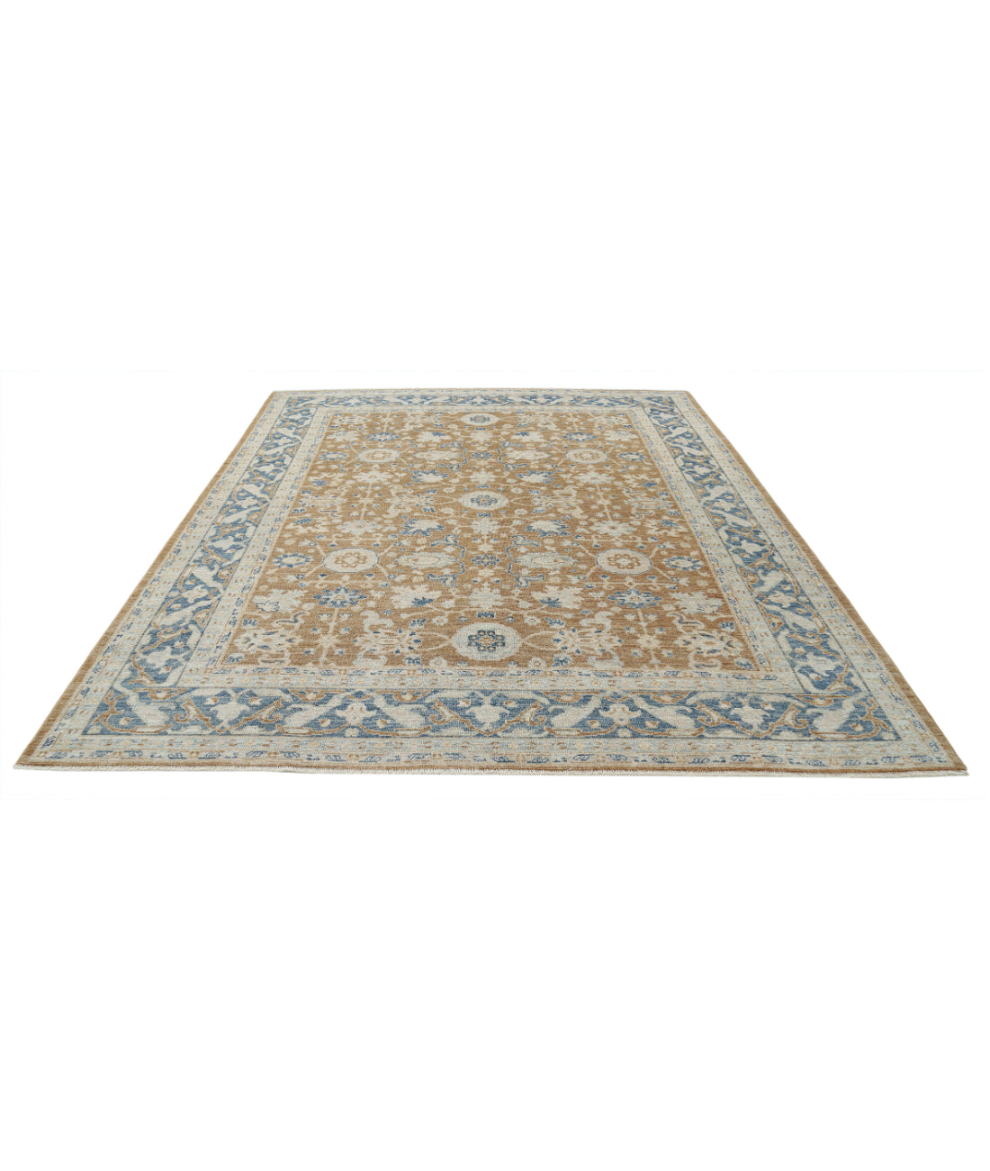 Oushak 8'8'' X 10'4'' Hand-Knotted Wool Rug 8'8'' x 10'4'' (260 X 310) / Brown / Blue