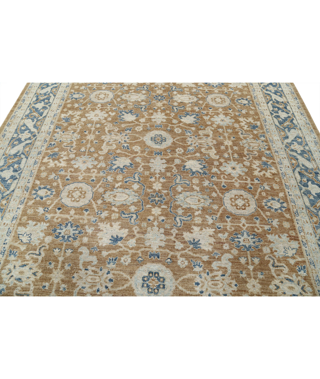 Oushak 8'8'' X 10'4'' Hand-Knotted Wool Rug 8'8'' x 10'4'' (260 X 310) / Brown / Blue