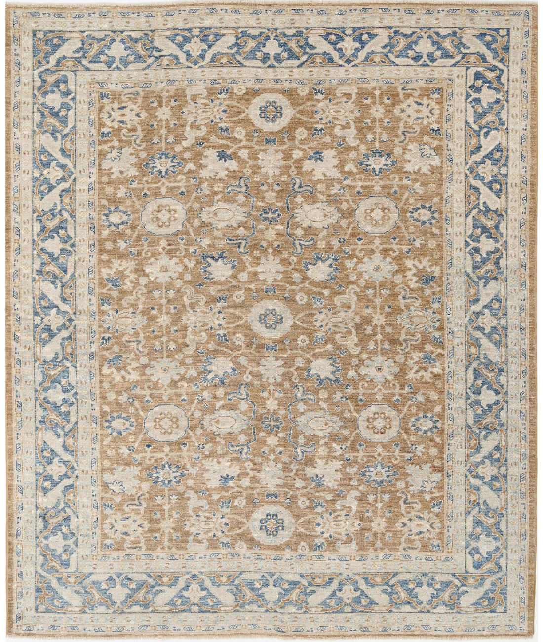 Oushak 8'8'' X 10'4'' Hand-Knotted Wool Rug 8'8'' x 10'4'' (260 X 310) / Brown / Blue