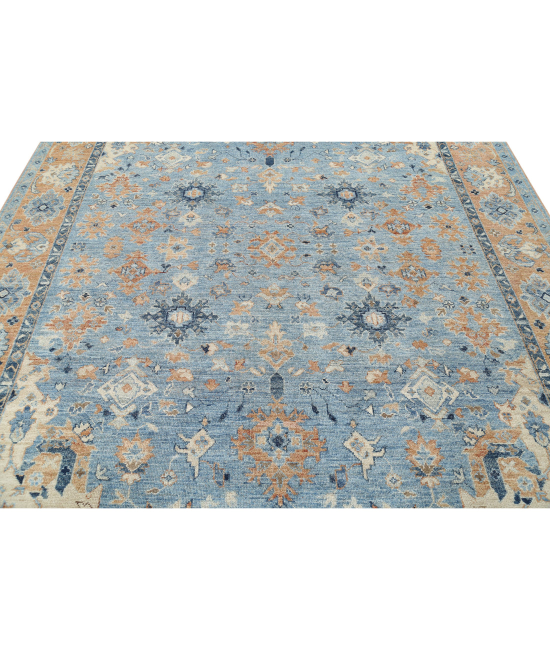 Oushak 8'6'' X 10'4'' Hand-Knotted Wool Rug 8'6'' x 10'4'' (255 X 310) / Blue / Brown