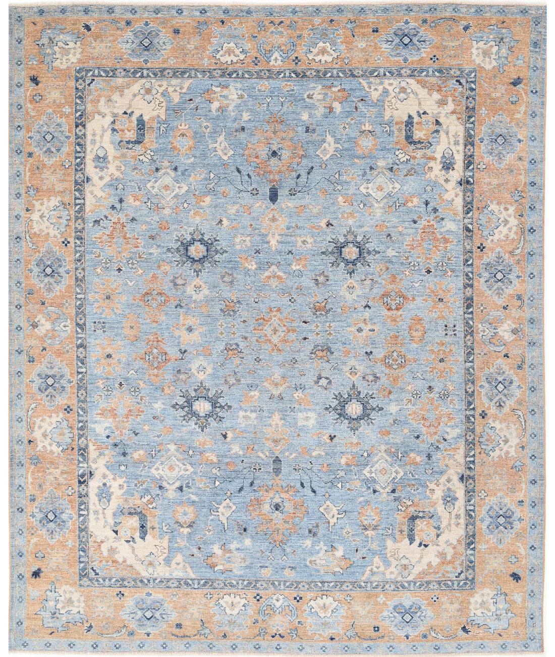 Oushak 8'6'' X 10'4'' Hand-Knotted Wool Rug 8'6'' x 10'4'' (255 X 310) / Blue / Brown