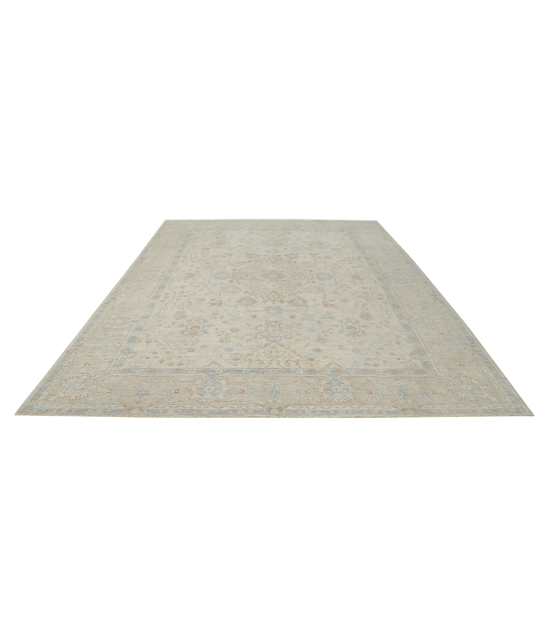 Oushak 9'4'' X 11'10'' Hand-Knotted Wool Rug 9'4'' x 11'10'' (280 X 355) / Ivory / Grey