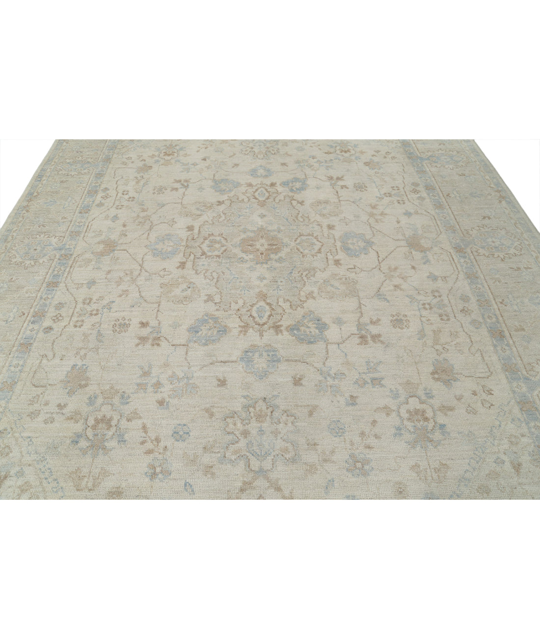 Oushak 9'4'' X 11'10'' Hand-Knotted Wool Rug 9'4'' x 11'10'' (280 X 355) / Ivory / Grey