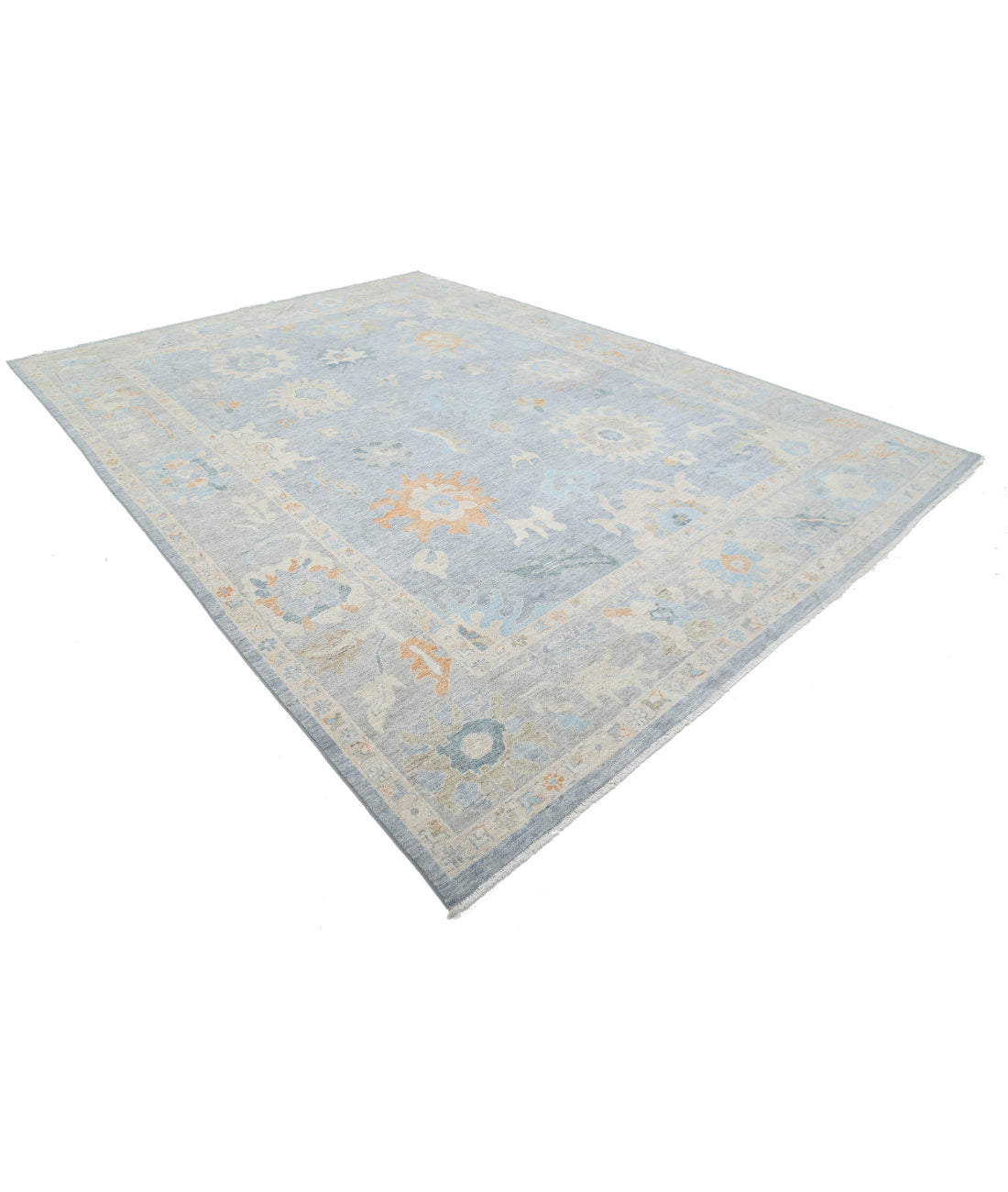 Oushak 10'0'' X 13'11'' Hand-Knotted Wool Rug 10'0'' x 13'11'' (300 X 418) / Blue / Grey