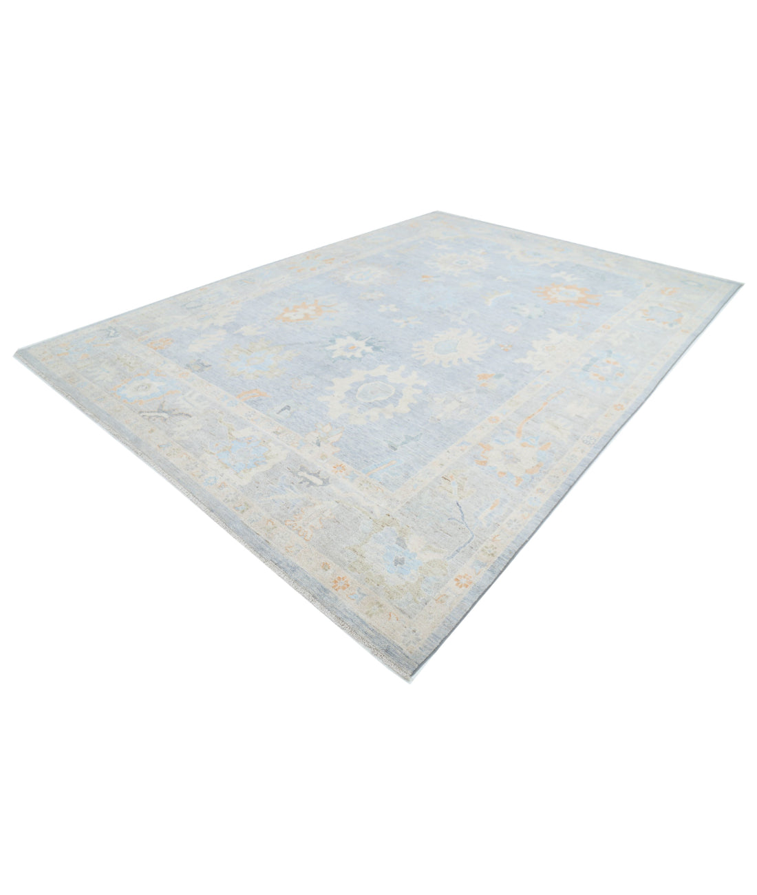 Oushak 10'0'' X 13'11'' Hand-Knotted Wool Rug 10'0'' x 13'11'' (300 X 418) / Blue / Grey